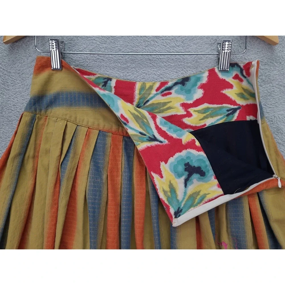 Bebe‎ Multi Colored Striped Pleated Skirt Sz Small Lined Boho Made in USA
